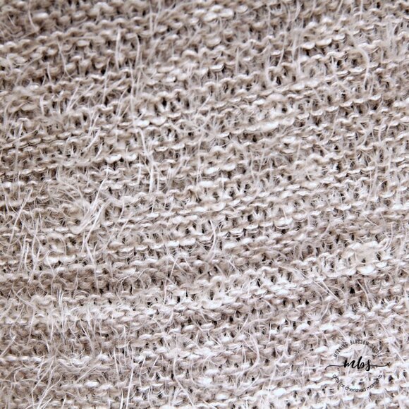 Lazy Sweater Fuzzy Fringe Open Cardigan Gray White Women Size S - Picture 7 of 9